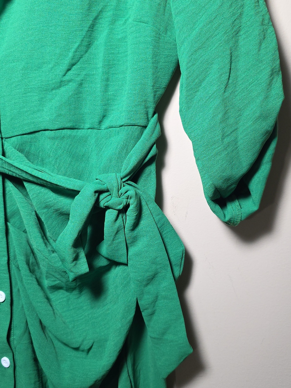 SHEIN Green Button Front Midi Dress | Tie Waist | Chic & Flattering NIB - Picture 8 of 10